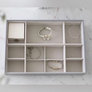 Stackers Supersize Deep 11-Section Jewelry Tray Pebble Grey NWT